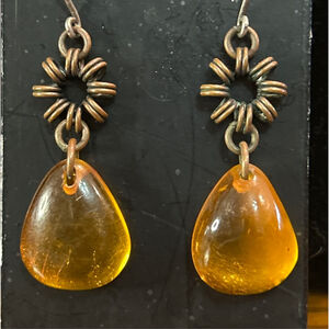 Women's amber Teardrop Earrings, One Size
